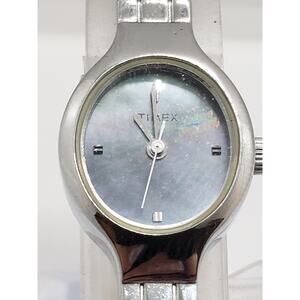 Women's Timex watch Iridescent blue face. Silver bracelet band
